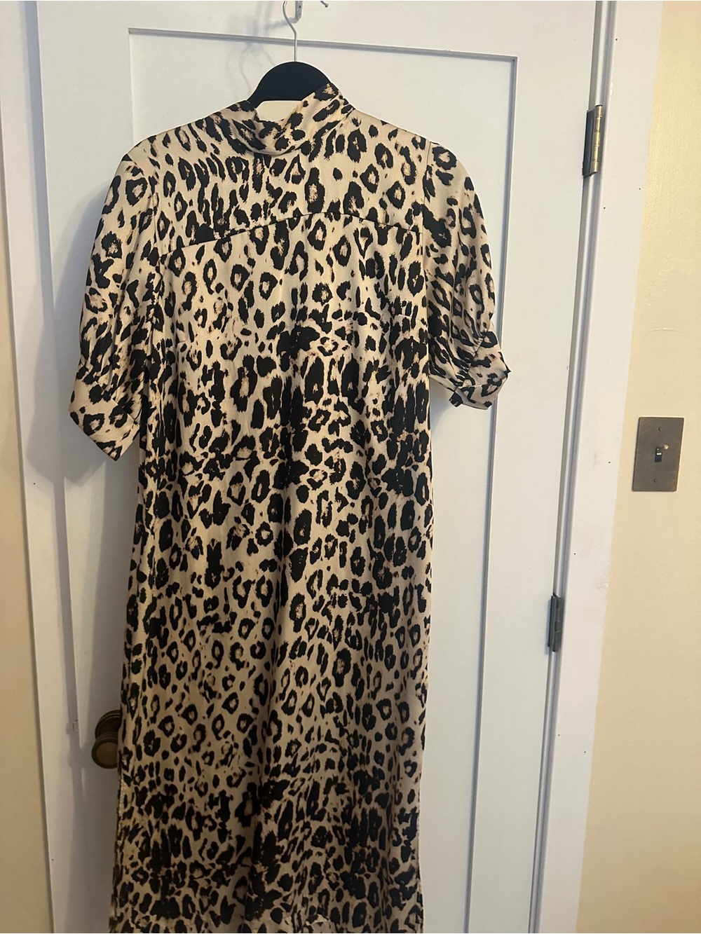 Zara calf length Leopard Print Midi Dress in Beige and Black - Women